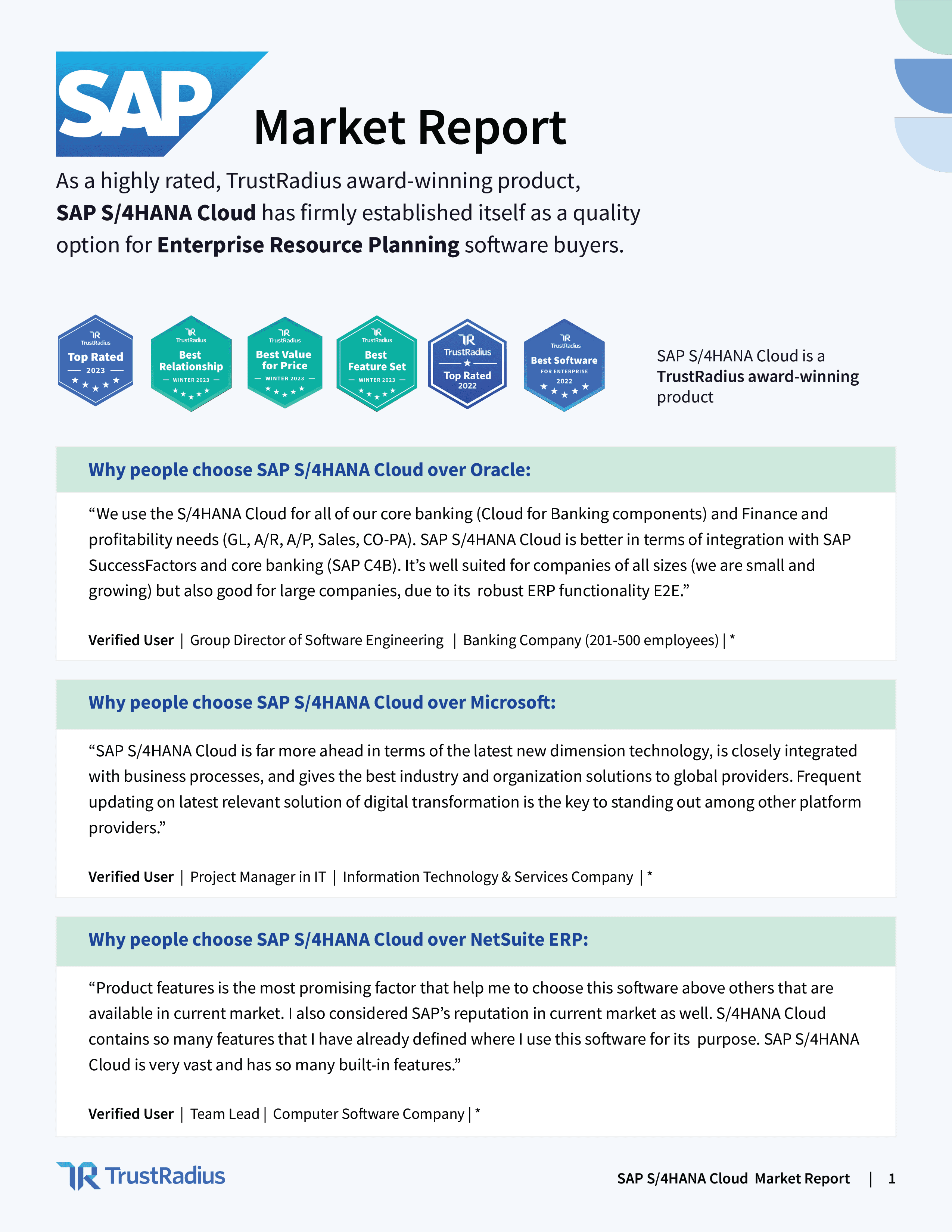 See why SAP S/4HANA Cloud stands out in this TrustRadius Market Report