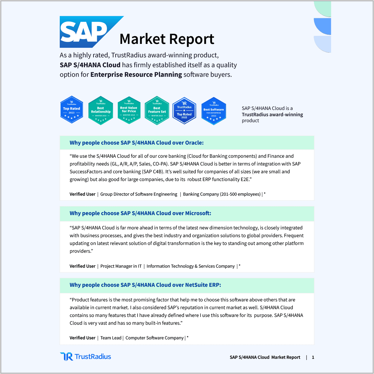 See why SAP S/4HANA Cloud stands out in this TrustRadius Market Report