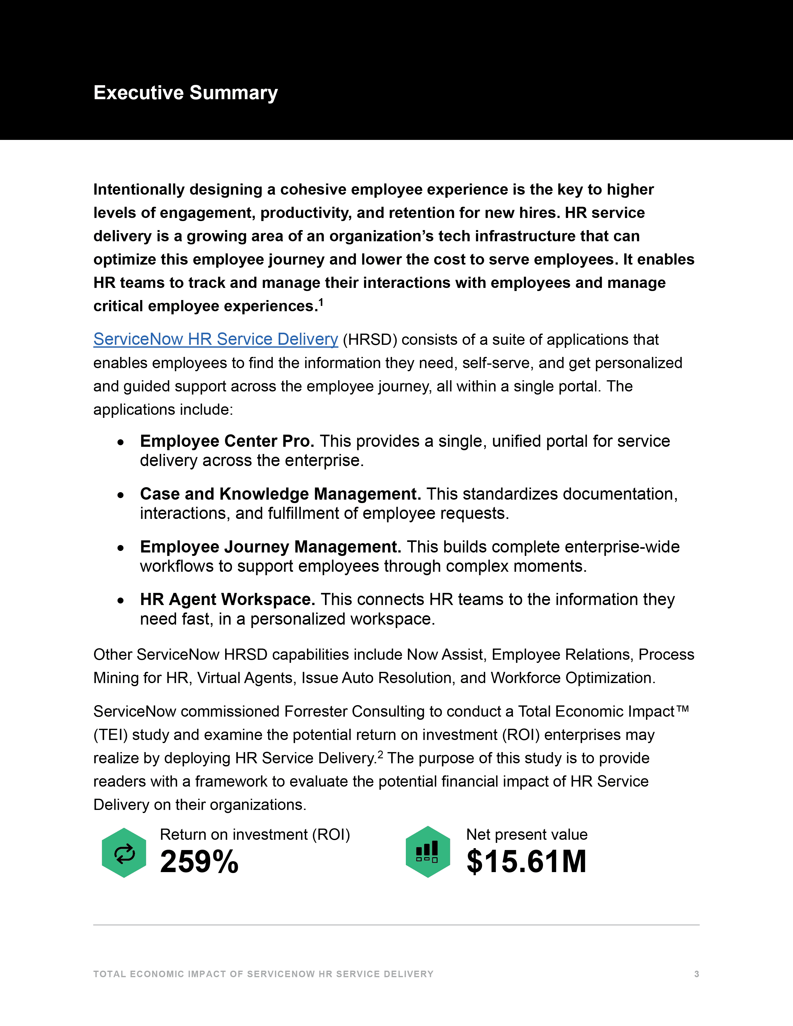 The Total Economic Impact™ of ServiceNow HR Service Delivery